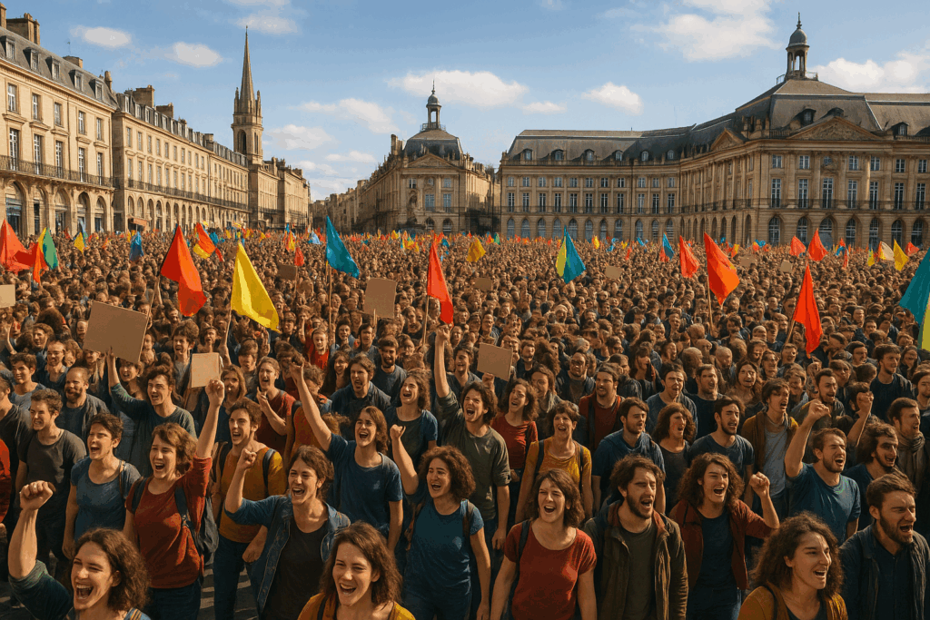 À Bordeaux, le centre-ville s&rsquo;anime avec le passage de milliers de manifestants en images