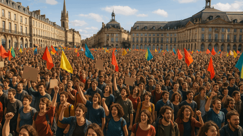 À Bordeaux, le centre-ville s’anime avec le passage de milliers de manifestants en images