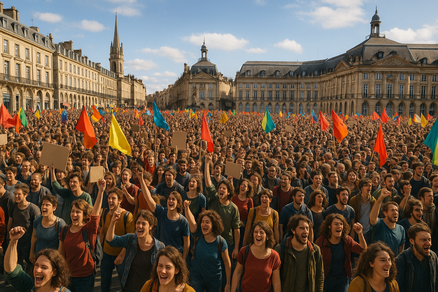 À Bordeaux, le centre-ville s’anime avec le passage de milliers de manifestants en images