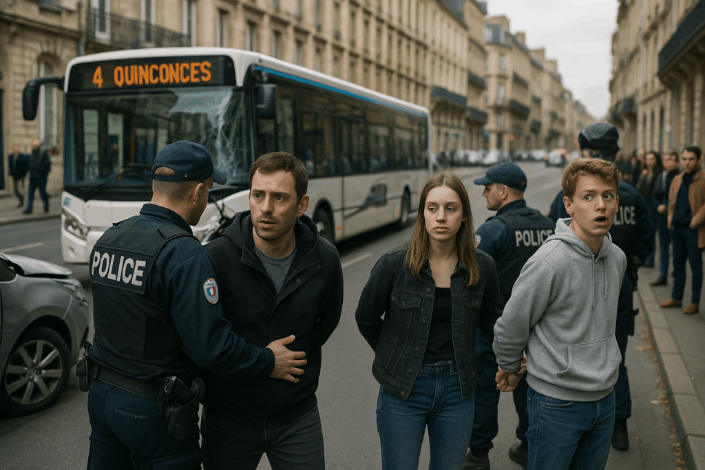 Trois individus placés en garde à vue suite à un accident entre un bus et une voiture au cœur de Bordeaux