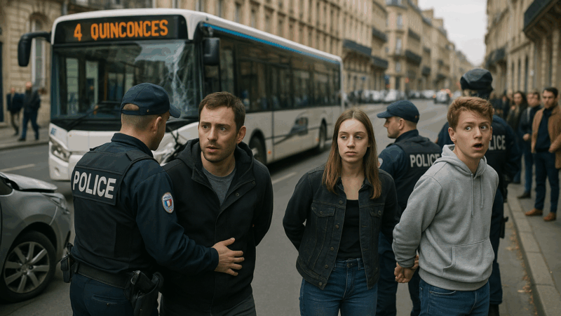 Trois individus placés en garde à vue suite à un accident entre un bus et une voiture au cœur de Bordeaux