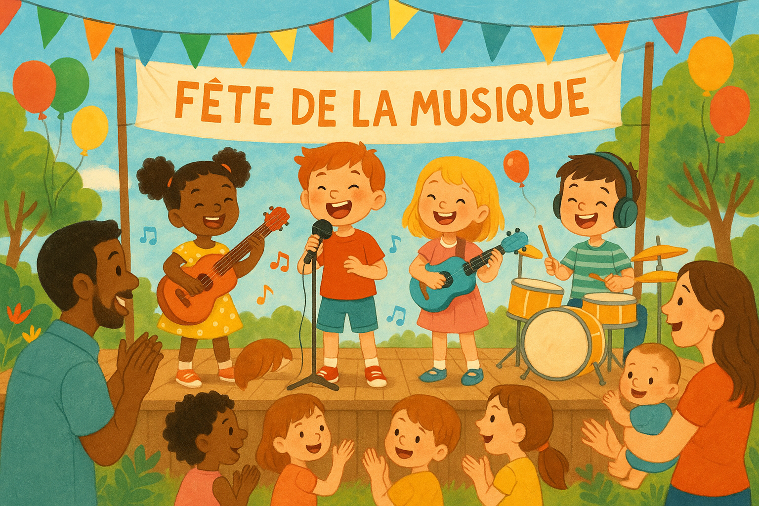 rejoignez-nous pour une célébration musicale magique dédiée aux enfants ! un événement joyeux rempli de chansons, de spectacles et d'activités ludiques qui éveilleront l'imagination des plus jeunes. une expérience inoubliable à partager en famille !