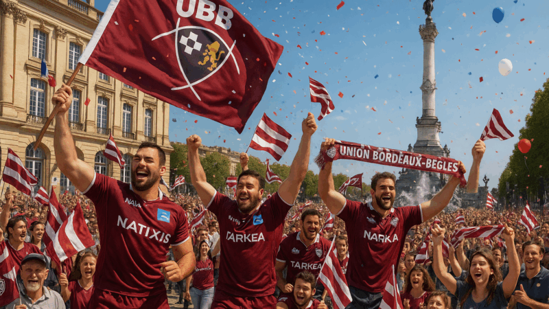Revivez en images la spectaculaire parade de l’UBB à Bordeaux, de l’hôtel de ville jusqu’à la place des Quinconces.