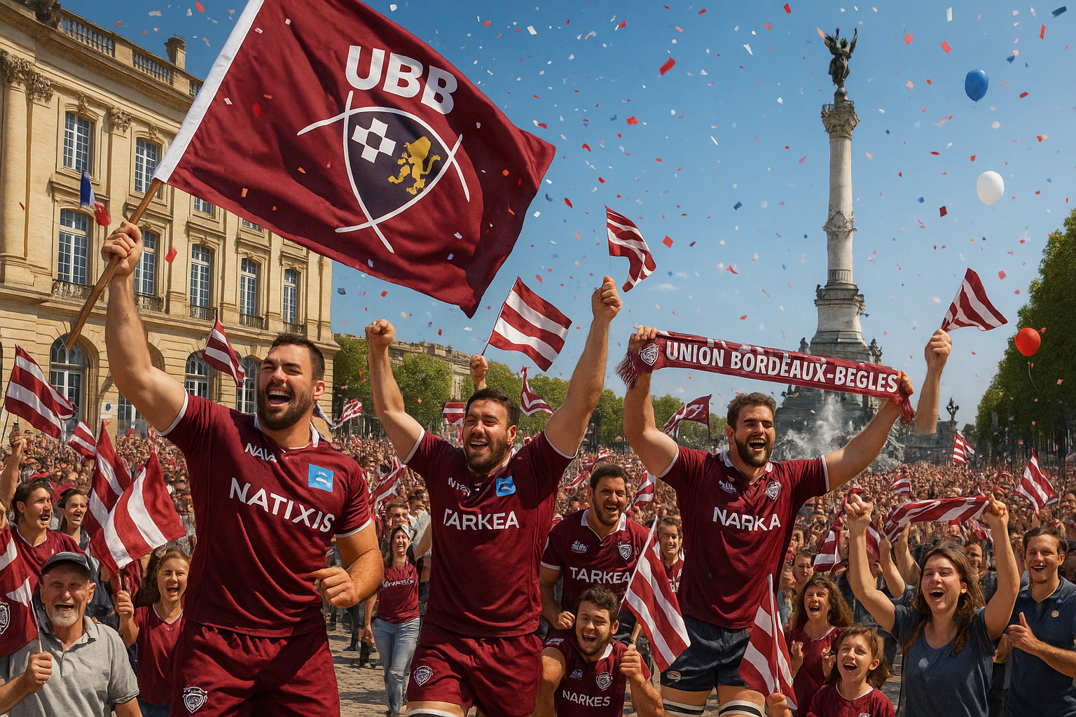 Revivez en images la spectaculaire parade de l’UBB à Bordeaux, de l’hôtel de ville jusqu’à la place des Quinconces.